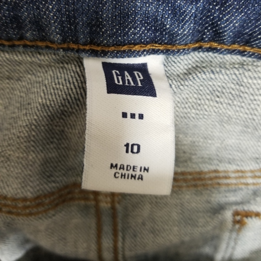 Gap Jean Denim Mini Jean Skirt Sz 10 Upcycled Lace - Picture 2 of 5